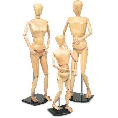 Manequim Articulado Tamanho Natural Familia Pai, Mãe e Filho